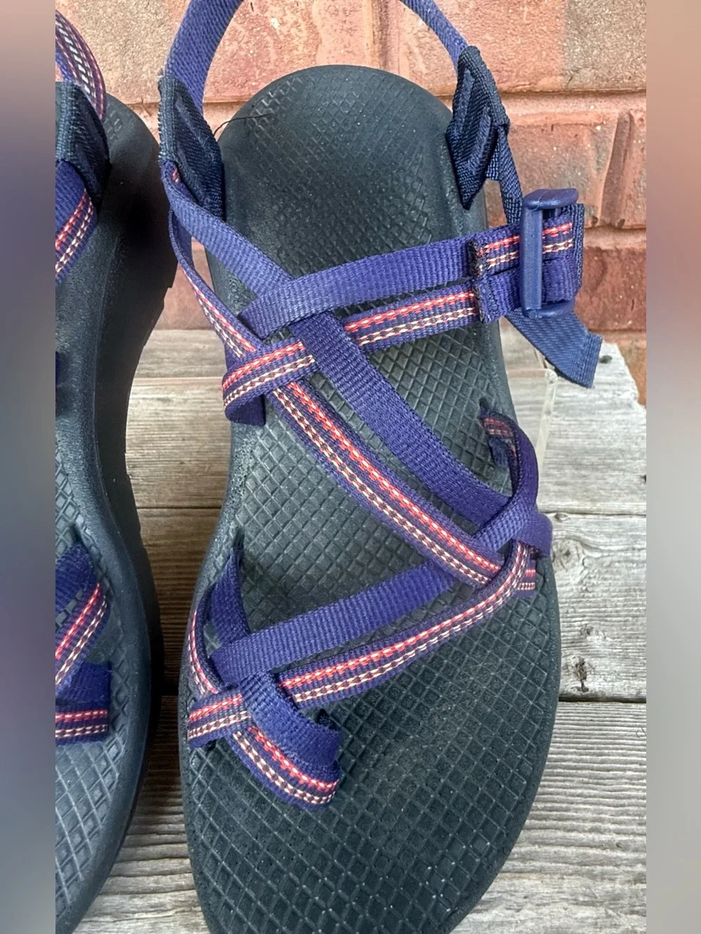 Chaco ZX/2 Cloud Sandals Womens 8 Blue white Strappy Trail Shoes Chacos